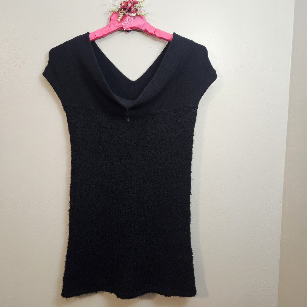 NWT Vivienne Tam Black Knit Cowl Neck Sweater Dress S Minimalist Whimsigoth LBD